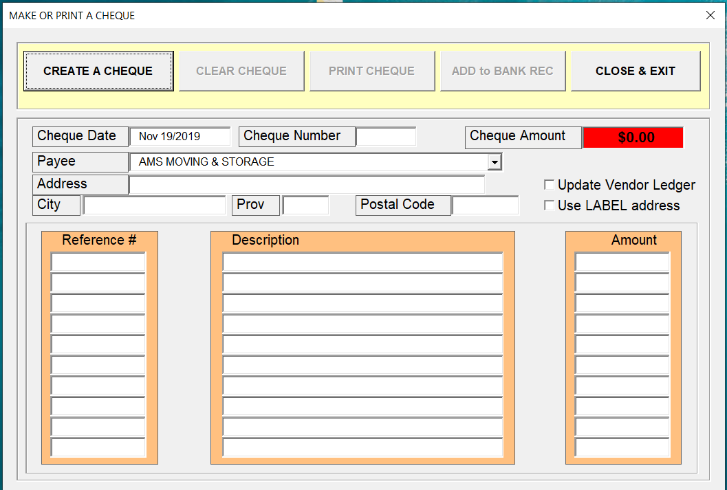 Bank Reconcile CHEQUE Module